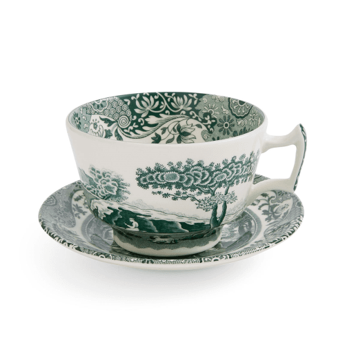 Image showing the Heritage Italian Set of 4 Breakfast Cups & Saucers, Green product.
