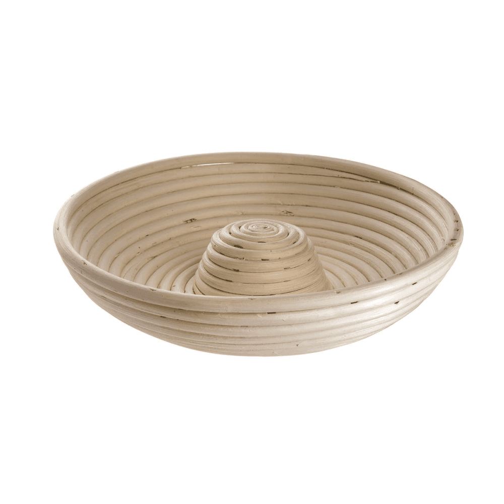 Round banneton basket with riser, Natural Cane
