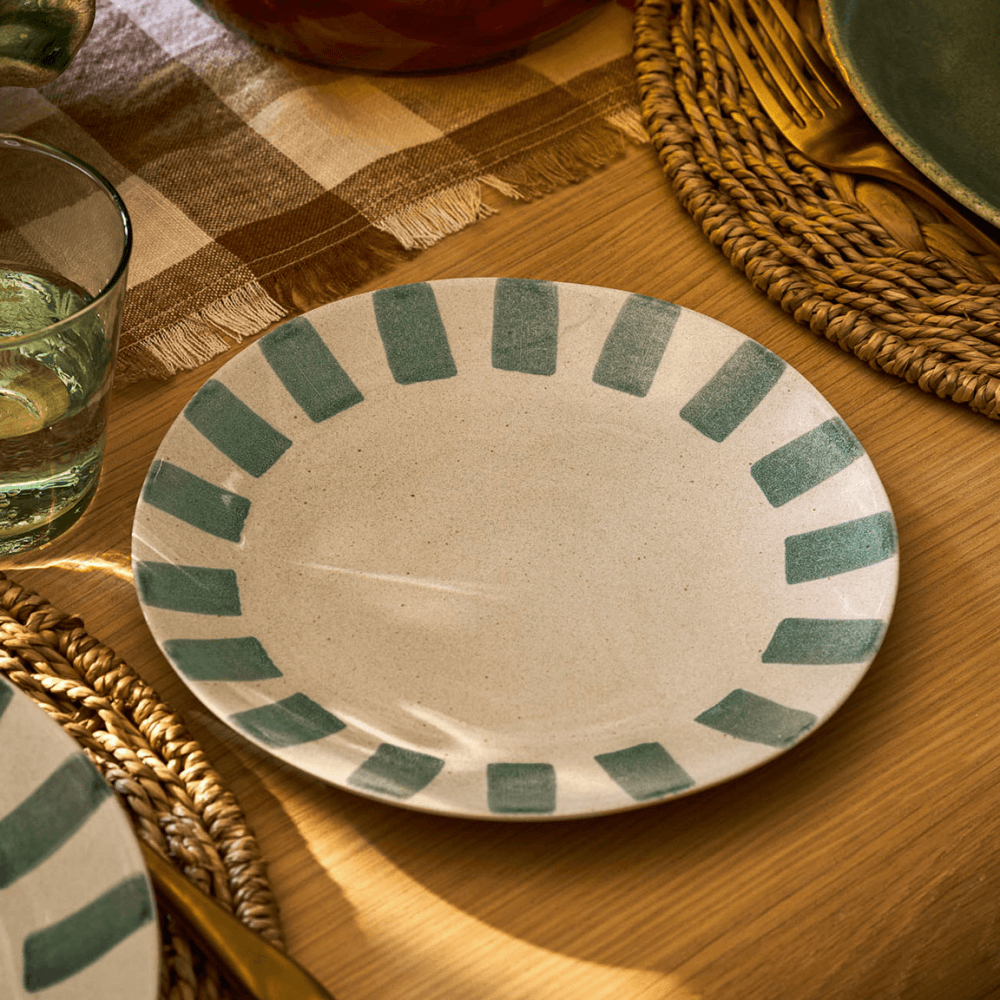 Cranwell Stripe Edge Side Plate, Fern