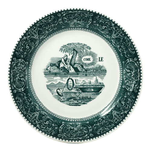 Image showing the Les Depareillées - Rebus Dinner plate, Green product.