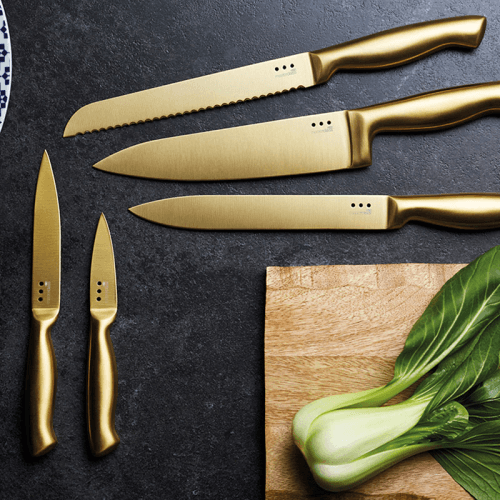 Image showing the Metallics Knife block with 5 knives, Black/Brass product.