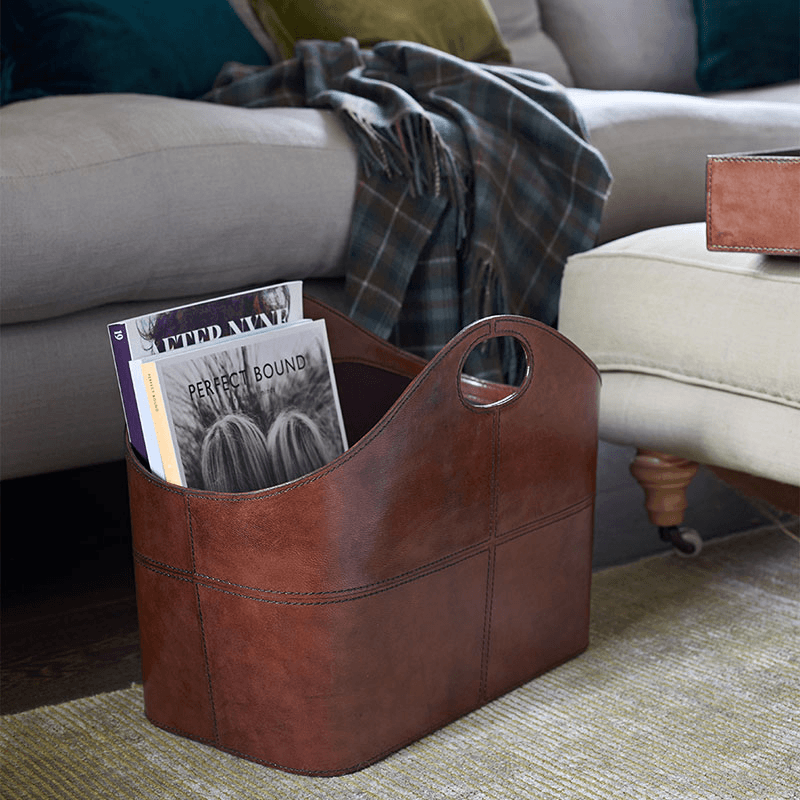 Curved magazine basket, Tan