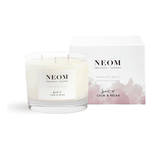 Image showing the Scent to Calm & Relax - Complete Bliss 3 Wick Scented Candle, White product.