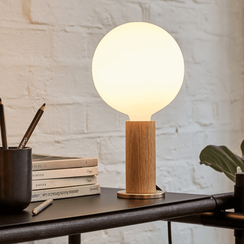 Image showing the Knuckle Pendant Table Lamp with Sphere Bulb product.