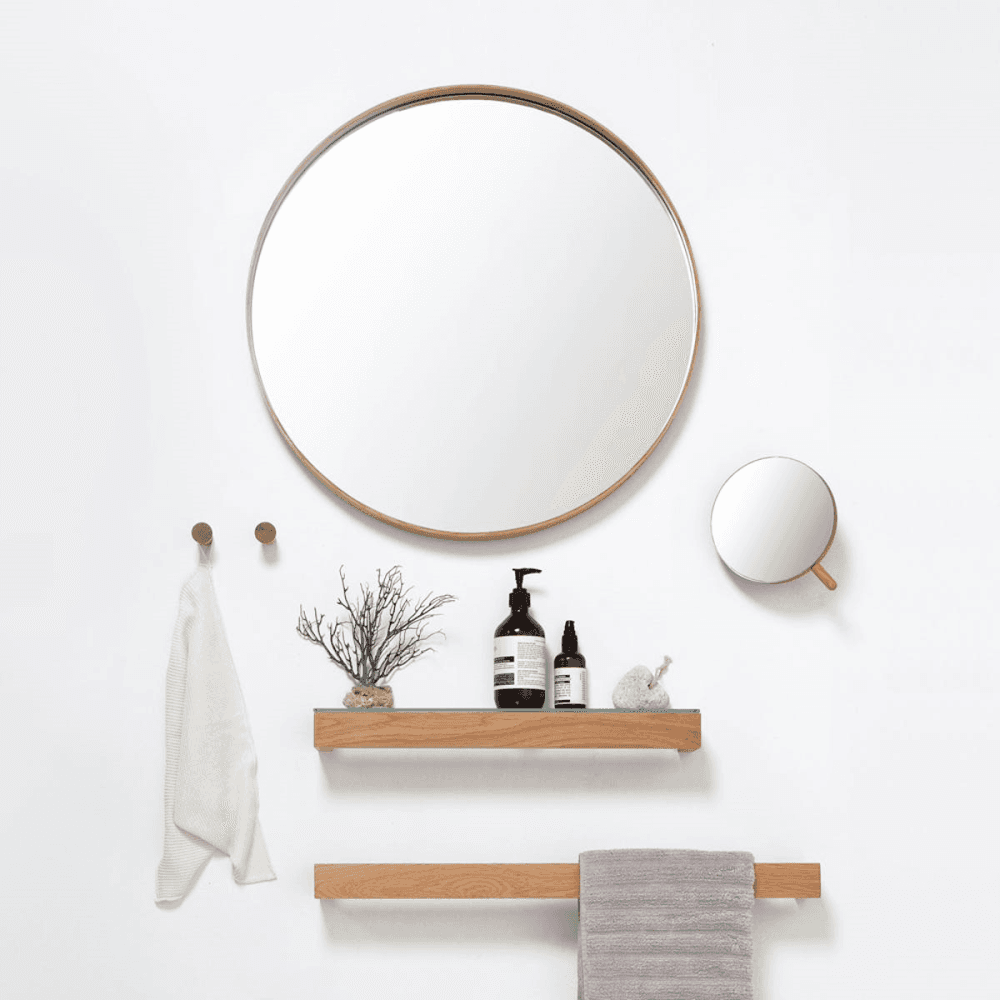 Glance -660 Round Wall Mirror, Natural Oak