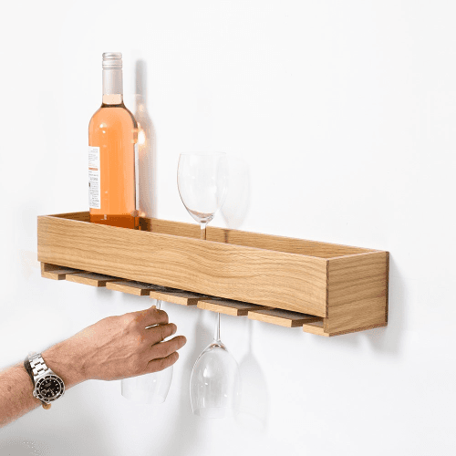 Image showing the Cookhouse Glass holder shelf, Natural Oak product.