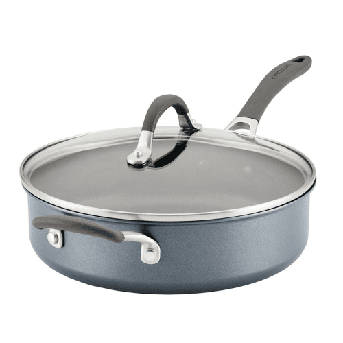 Image showing the A1 ScratchDefense Non-Stick Saute Pan with Lid, Grey product.