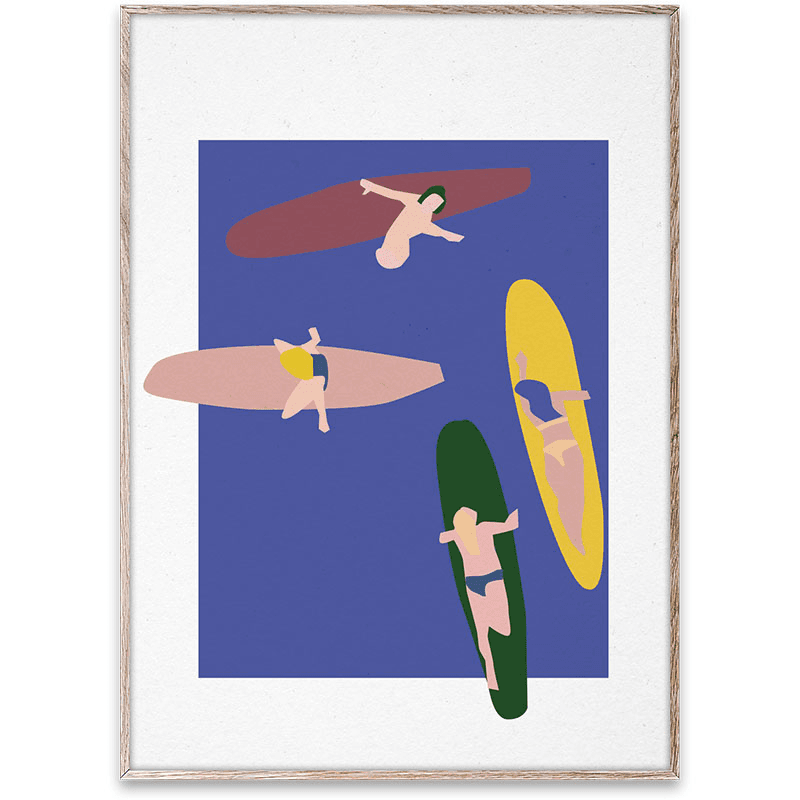 Surfers Framed Print, Blue