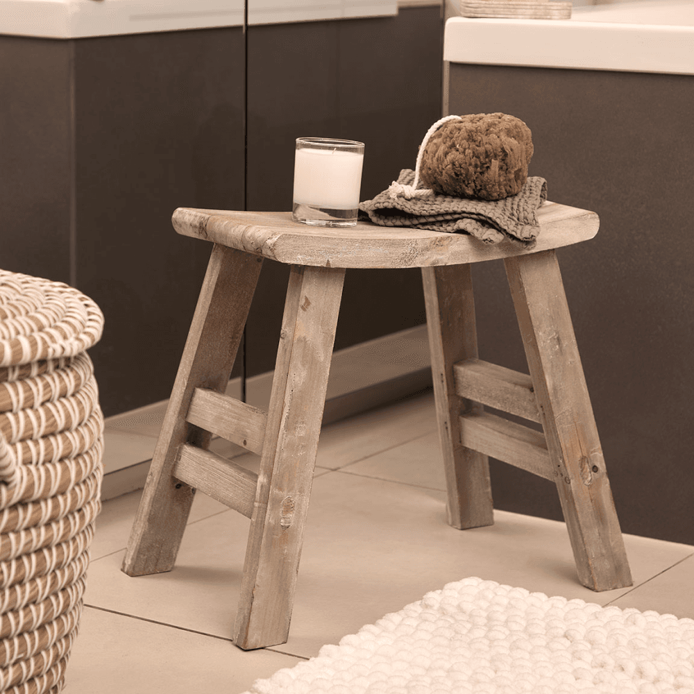 Low Wooden Stool, Natural
