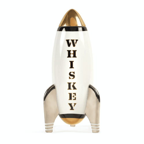 Image showing the Rocket - Whiskey Decanter, White/Black/Gold product.
