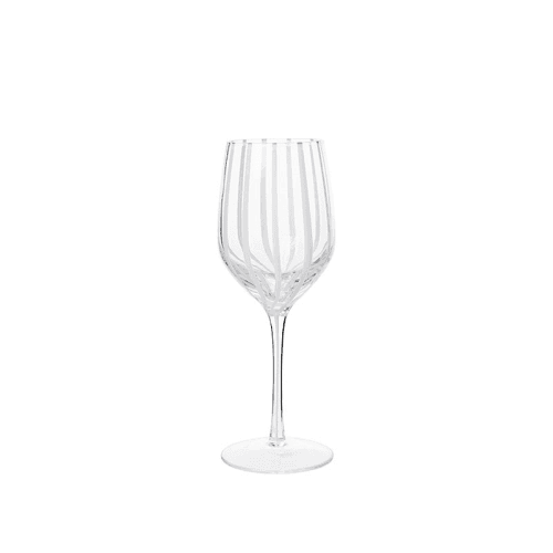 Image showing the Stripe Set of 4 White Wine Glasses, Clear & White product.