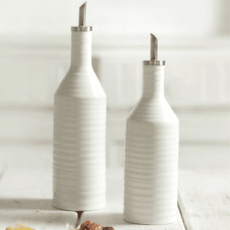 Oil & Vinegar Drizzler Set, White