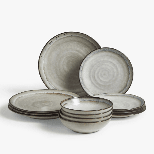 Image showing the Swirl 12 Piece Dinner Set, Off White product.