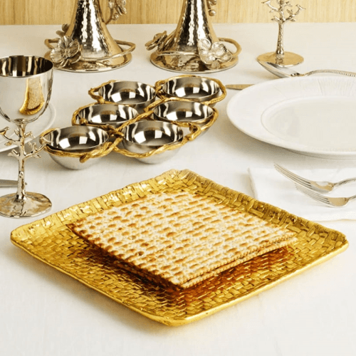 Image showing the Palm Square Platter, Gold product.