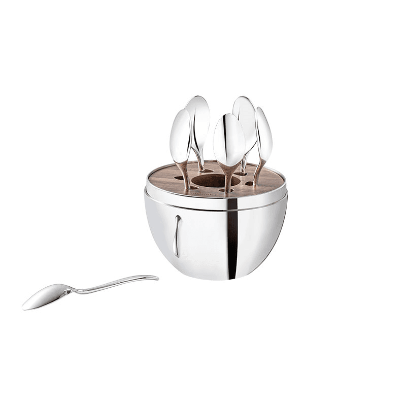 Mood Set of 6 espresso spoons in chest, Silver Plated