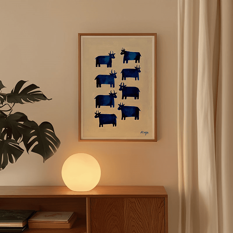 Cows Print, Blue