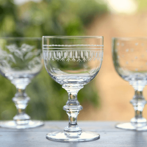Image showing the Oval Set of 4 Patterned Crystal Wine Goblets, Clear product.