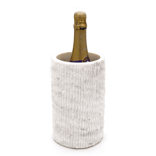 Image showing the Chisselled Marble Bottle Holder, White product.