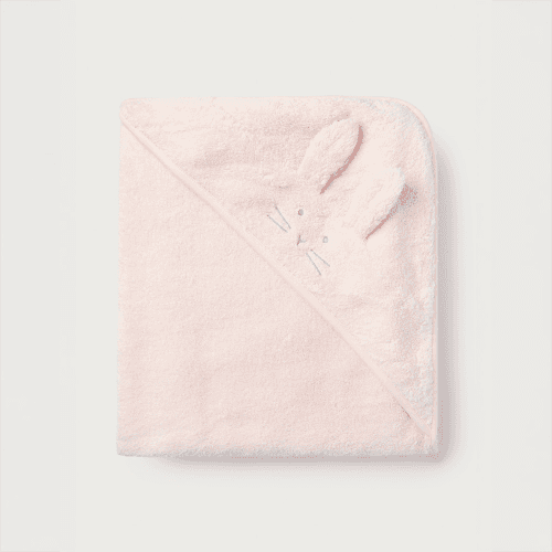 Image showing the Organic Cotton Bunny Hooded Towel, Pink product.