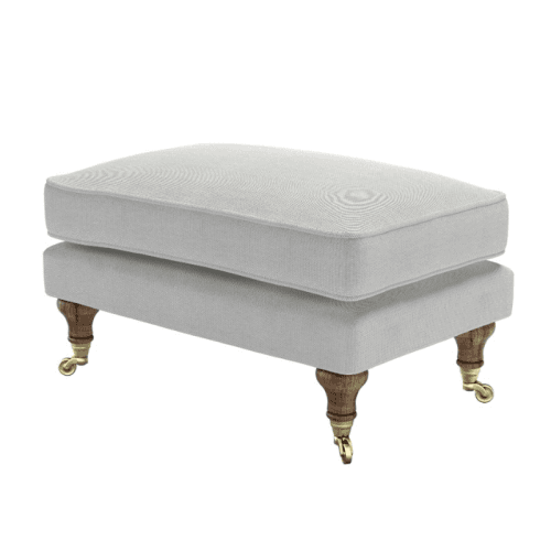 Image showing the Bluebell Rectangle Footstool with English Oak Legs and Bronze Castors, Pumice House Basket Weave product.