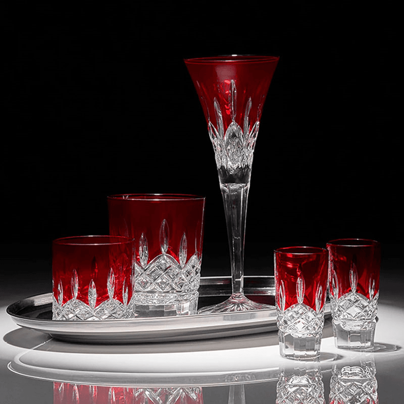 Lismore Set of 2 Double Old Fashion Tumblers, Red