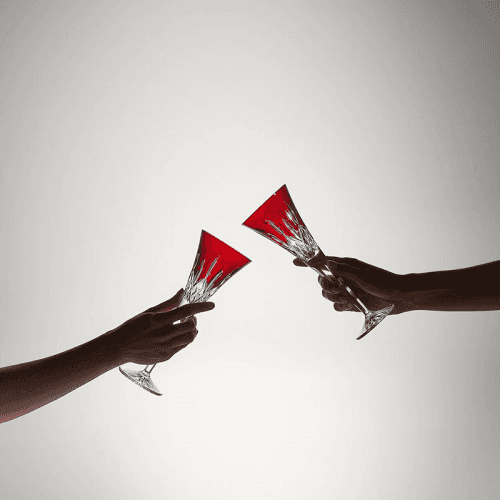Image showing the Lismore Set of 2 Toasting Flutes, Red product.