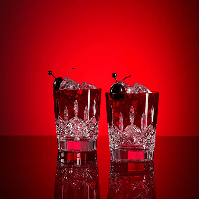 Lismore Set of 2 Double Old Fashion Tumblers, Red