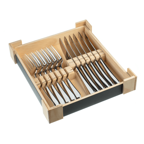 Image showing the Baguette Steak Set in Wooden Giftbox, Mirror Finish product.