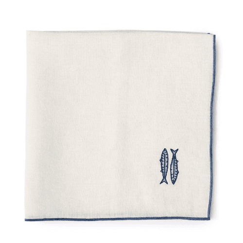 Image showing the Verdura Embroidered Sardine Linen Napkin, White product.