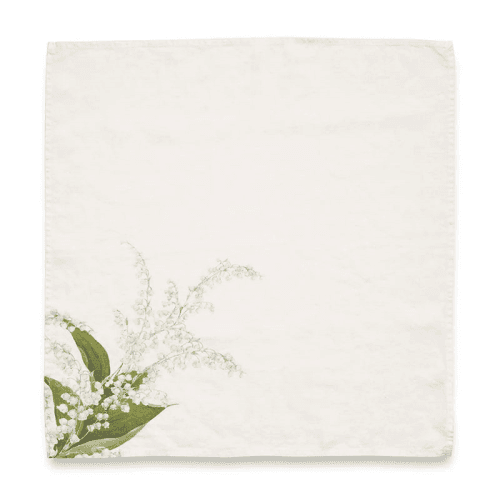 Image showing the Lilly of the Valley Muguet Linen Napkin, White product.