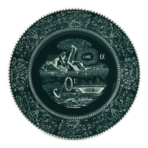 Image showing the Les Depareillées - Rebus Dessert plate, Green product.