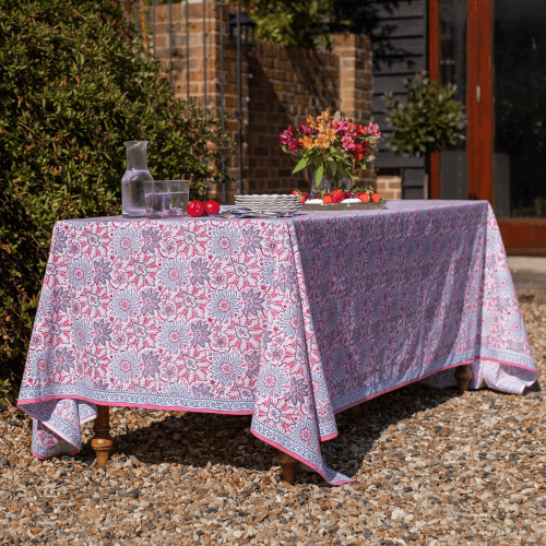 Image showing the Dahlia Tablecloth, French Blue product.