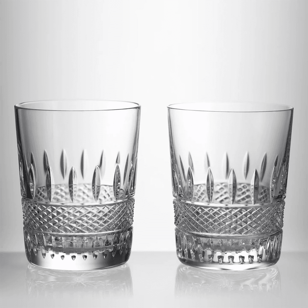 Masterclass Irish Lace Set of 2 Double Old Fashioned Tumblers, Clear
