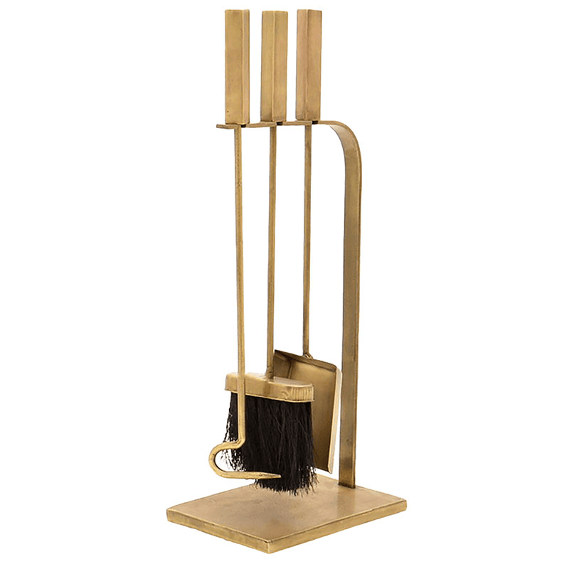 Companion Square Fireside Set, Brass