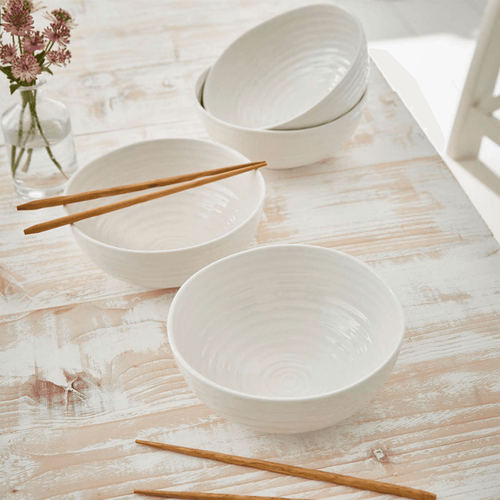 Set of 4 noodle bowls, White