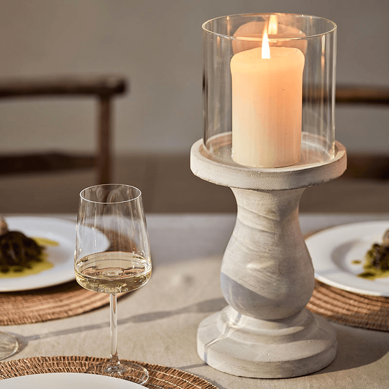 Raised Wooden Candleholder, Brown