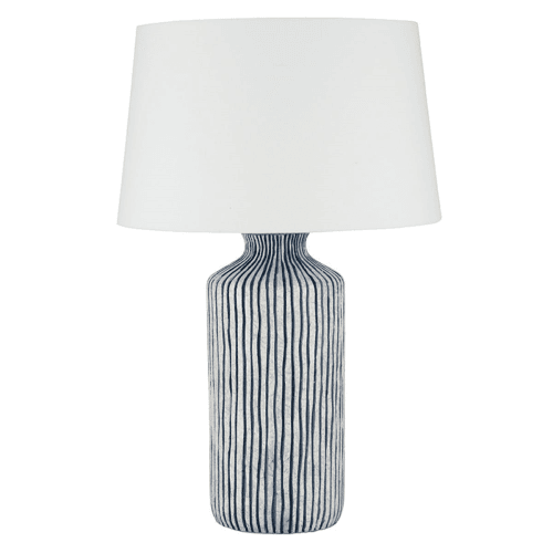 Image showing the Tall Stripe Ceramic Table Lamp Base, Blue product.