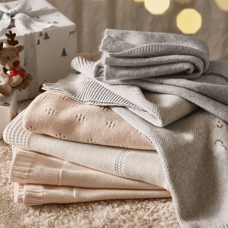 Star Cashmere Baby Blanket, Pale Grey Marl