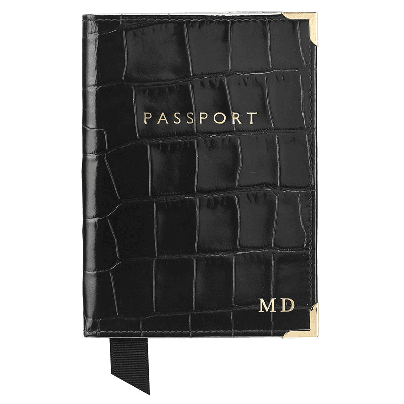 PlainPassport Cover, Black Croc