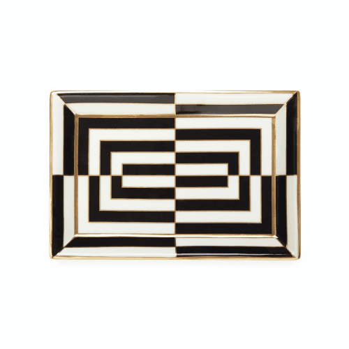 Image showing the Op Art Rectangle Tray, Black/White product.