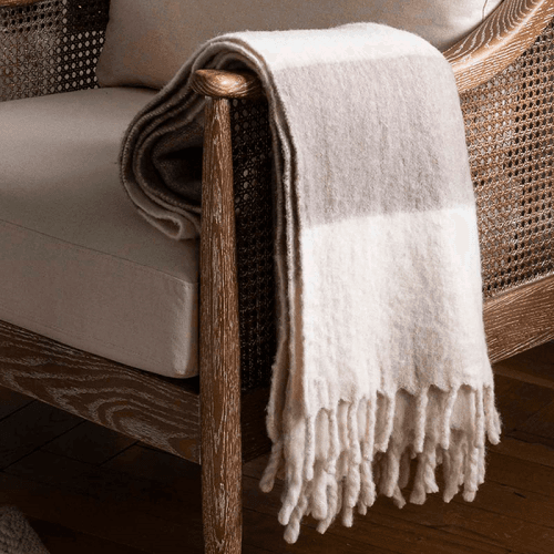 Image showing the Leigh Wide Stripe Throw, Natural Stripe product.