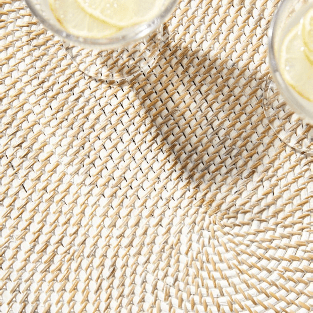 Oval Rattan Charger, White Washed
