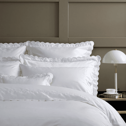 Image showing the Scallop Edge Pair of Oxford Pillowcases product.