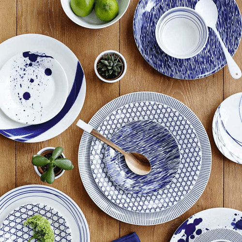 Image showing the Pacific Mixed Dinnerware Set, Blue/White product.