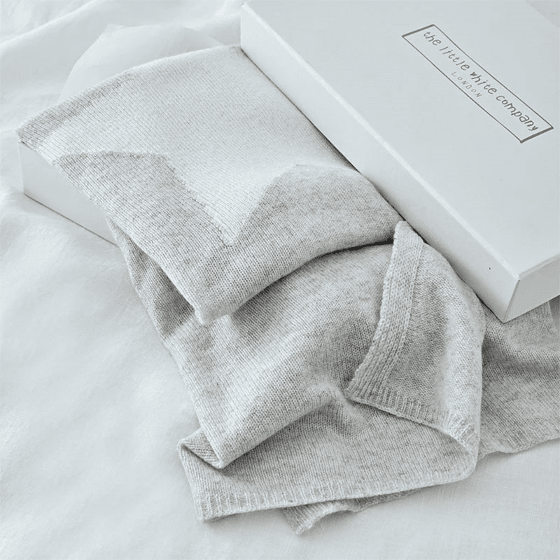 Star Cashmere Baby Blanket, Pale Grey Marl