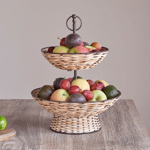 Image showing the Montali 2 Tier Fruit Stand, Black & Natural product.
