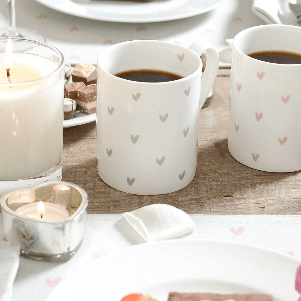 Grey Hearts Mug, Grey