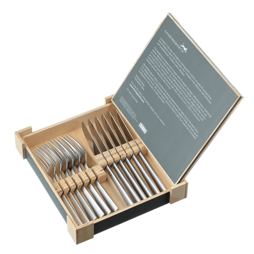 Image showing the Mimosa Steak Set in Wooden Giftbox, Satin product.