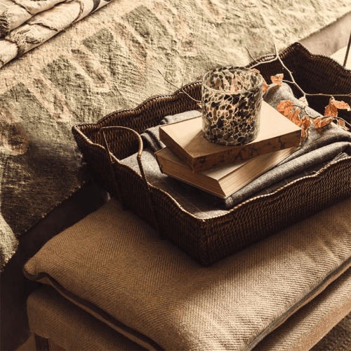 Image showing the Talasa Rectangular Rattan Basket, Antique Brown product.