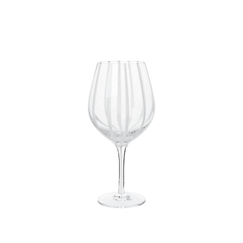 Image showing the Stripe Set of 4 Red Wine Glasses, Clear & White product.